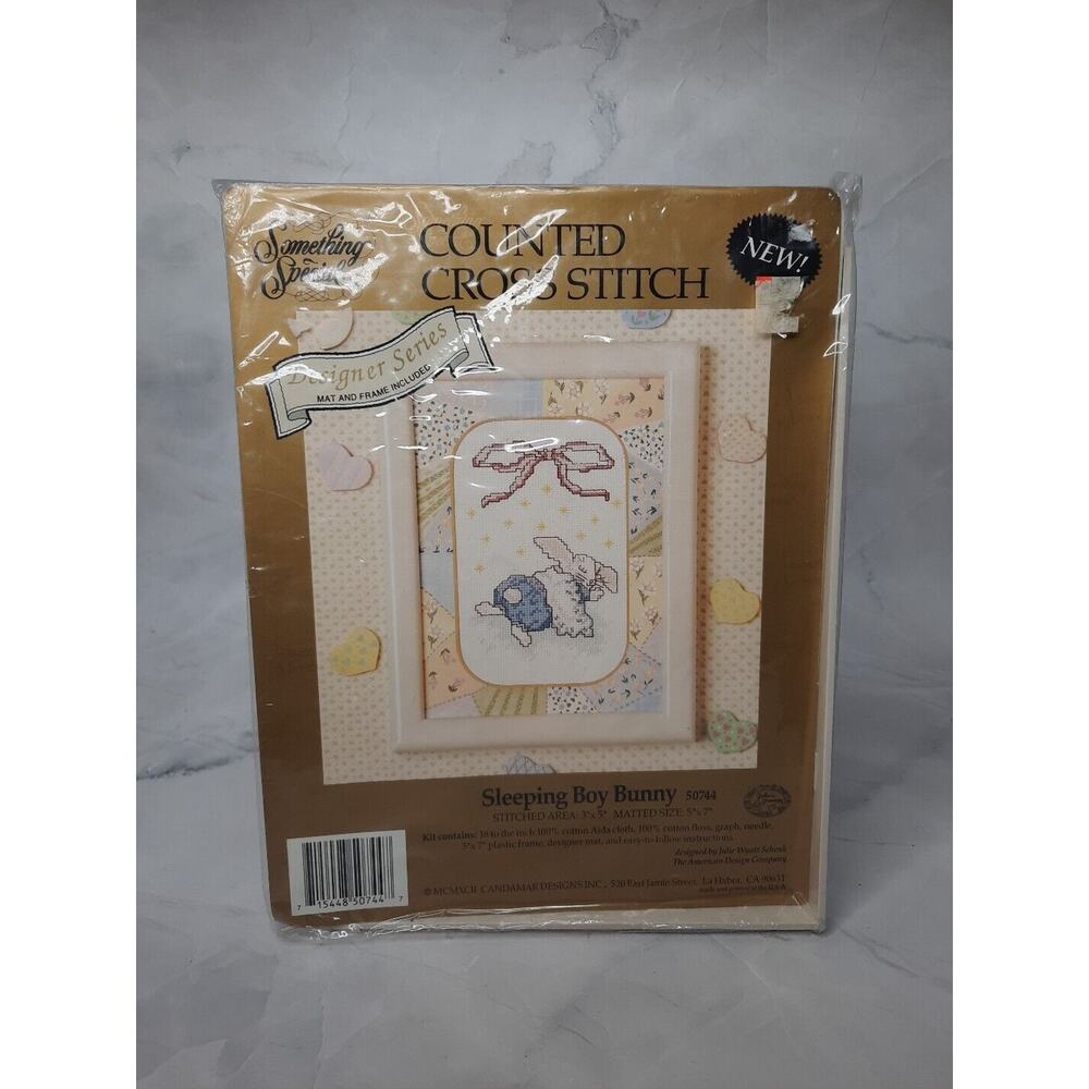 Vintage Candamar Something Special Counted Cross Stitch Kit Sleeping Boy Bunny